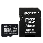 Sony 16GB microSD card with adapter